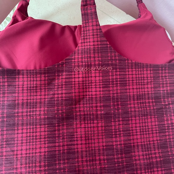 NWT outdoor voices pomegranate plaid  tank top - Picture 7 of 9